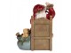 Červená dekorace Santa Claus s Louskáčkem v ruce a hračkami - 16*13*19 cm Clayre & Eef