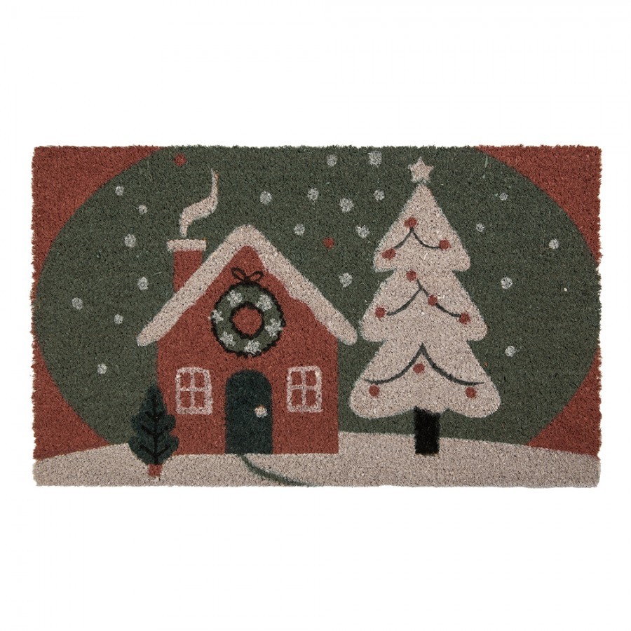 Kokosová rohožka s vánoční chaloupkou - 75*45*1 cm