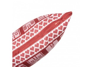 Červený povlak na polštář s domky a vločkami - 45*45 cm