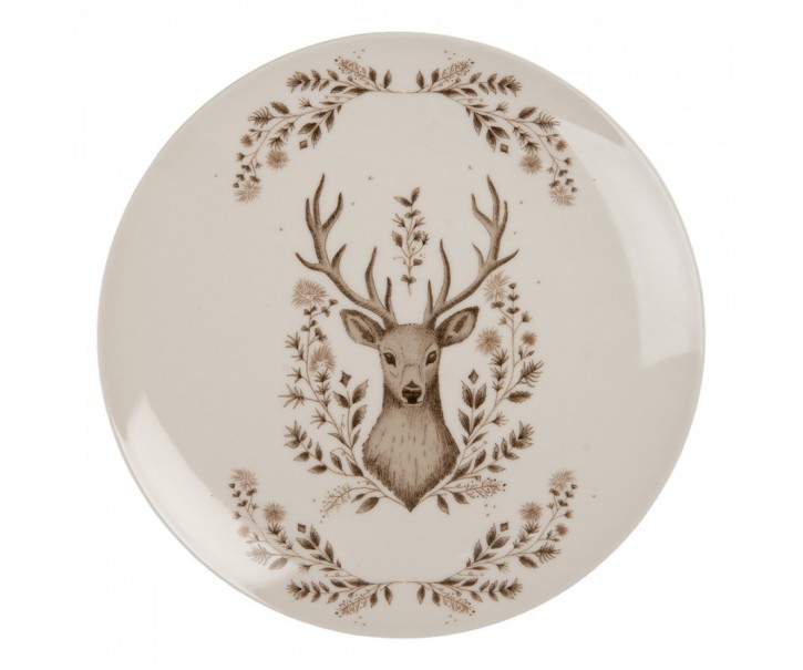 Porcelánový dezertní talířek s jelenem Gentle Wilderness - Ø 20*2 cm Clayre & Eef