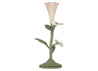 Růžovo-zelený kovový svícen Birdi - 12*12*26 cm