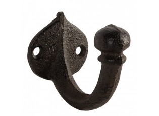 Hnědý litinový nástěnný háček - 4*7*6 cm