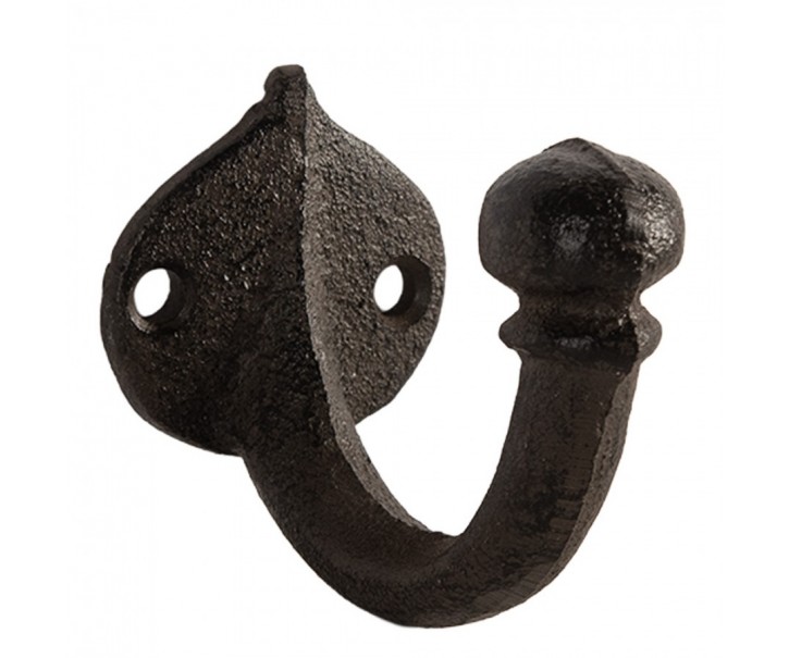 Hnědý litinový nástěnný háček - 4*7*6 cm Clayre & Eef