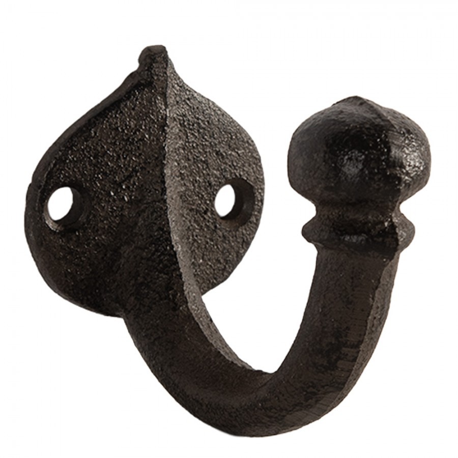 Hnědý litinový nástěnný háček - 4*7*6 cm