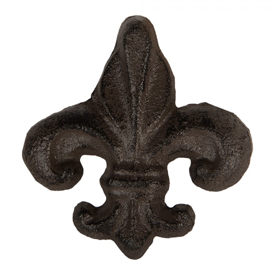 Hnědá antik litinová úchytka Lilie - 7*4*7 cm 6Y5763