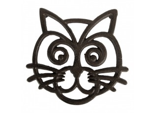 Pot Coasters 16x16x2 Cm Brown Metal Cat - 16*17*2 cm