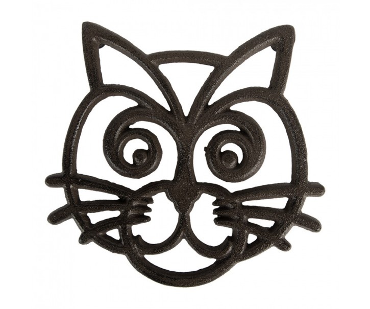 Pot Coasters 16x16x2 Cm Brown Metal Cat - 16*17*2 cm Clayre & Eef
