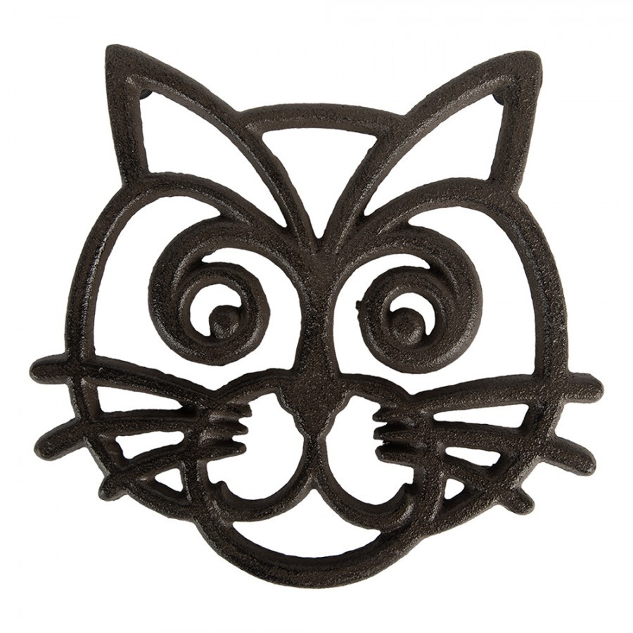 Pot Coasters 16x16x2 Cm Brown Metal Cat - 16*17*2 cm