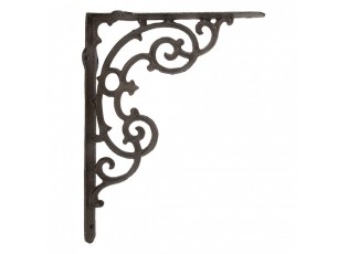 Hnědá kovová policová konzole s ornamenty - 4*29*22 cm