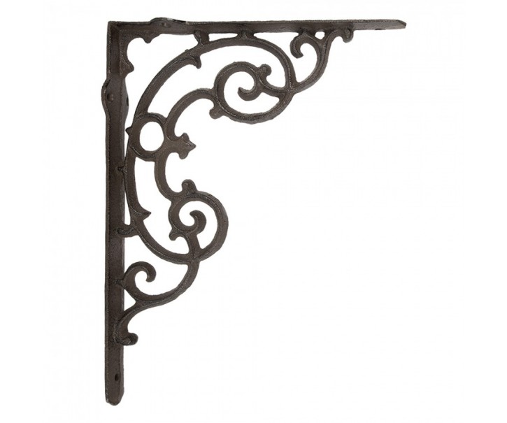 Hnědá kovová policová konzole s ornamenty - 4*29*22 cm Clayre & Eef
