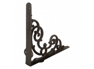 Hnědá kovová policová konzole s ornamenty - 4*29*22 cm
