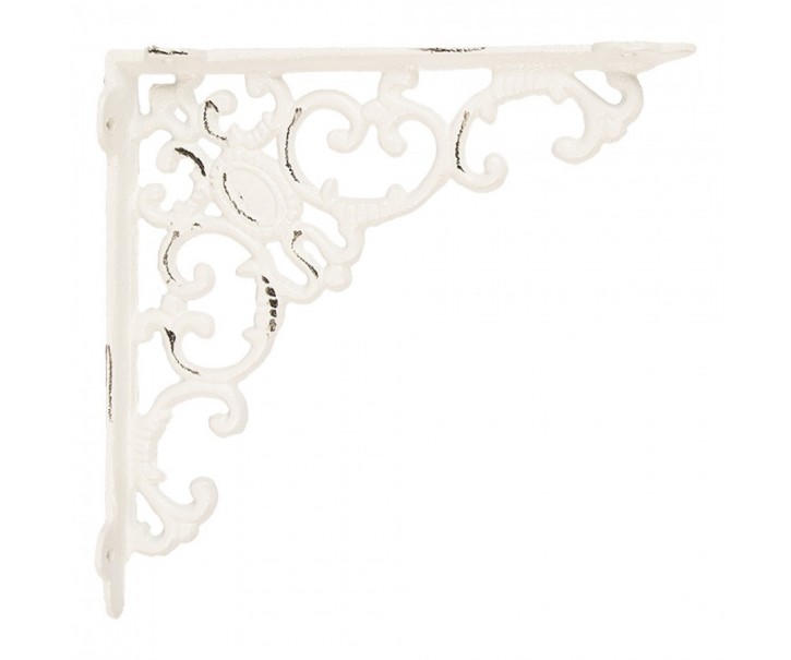 Bílá kovová policová konzole s ornamenty - 4*21*21 cm Clayre & Eef