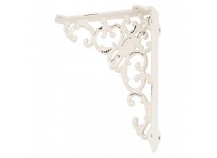 Bílá kovová policová konzole s ornamenty - 4*21*21 cm