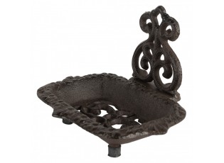 Hnědá antik litinová mýdlenka s ornamentem - 15*11*11 cm