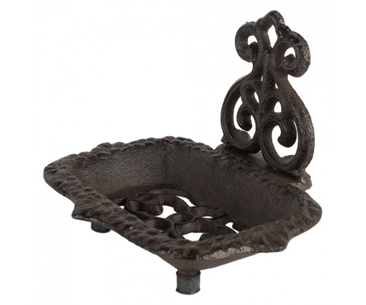 Hnědá antik litinová mýdlenka s ornamentem - 15*11*11 cm Clayre & Eef