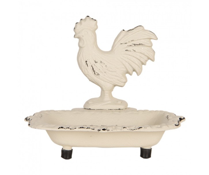 Béžová antik litinová mýdlenka s kohoutem - 16*12*14 cm Clayre & Eef