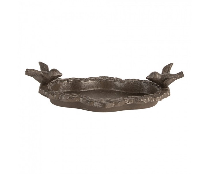 Hnědé antik litinové krmítko s ptáčky pro ptáčky - 24*13*6 cm Clayre & Eef