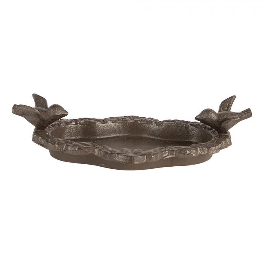 Hnědé antik litinové krmítko s ptáčky pro ptáčky - 24*13*6 cm