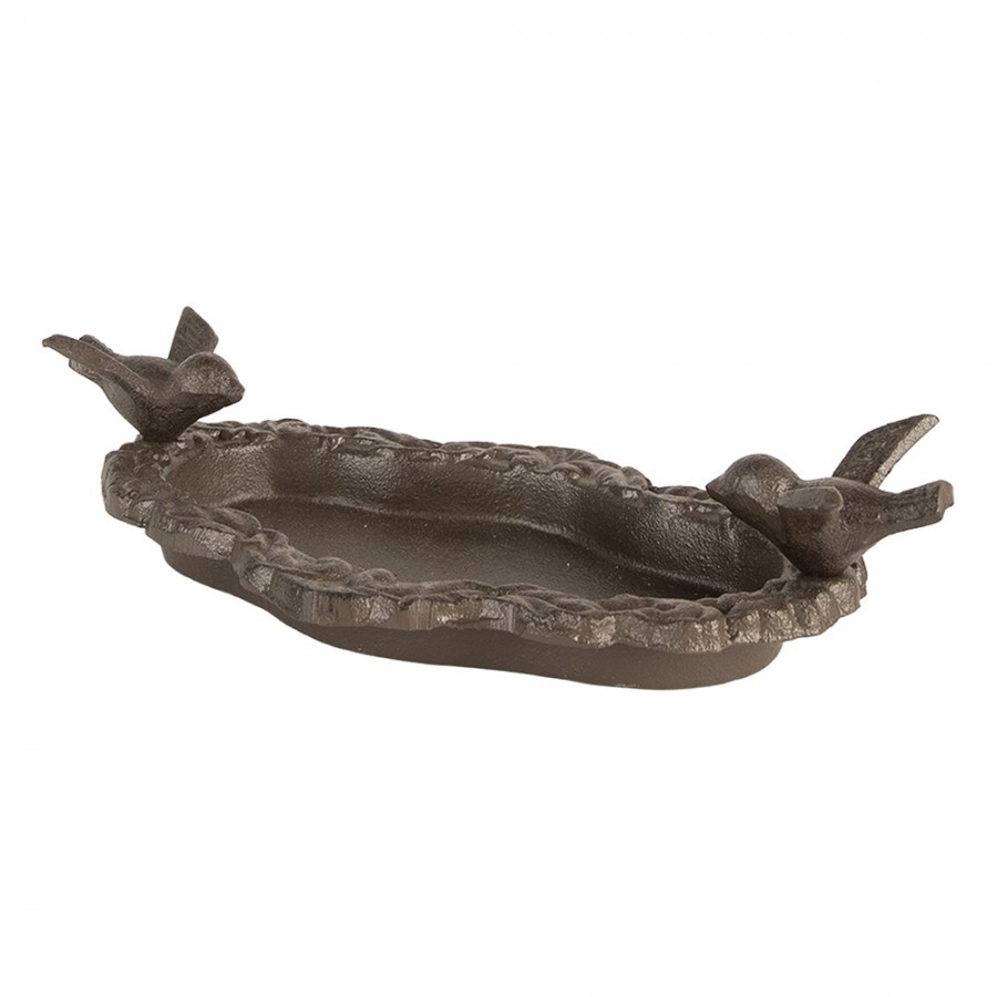 Hnědé antik litinové krmítko s ptáčky pro ptáčky - 24*13*6 cm