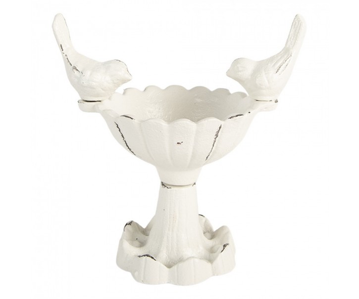 Bílé antik malé litinové krmítko pro ptáčky - 14*10*15 cm Clayre & Eef