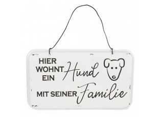 Text Sign 20x12 Cm White Metal Dog - 20*1*12 cm