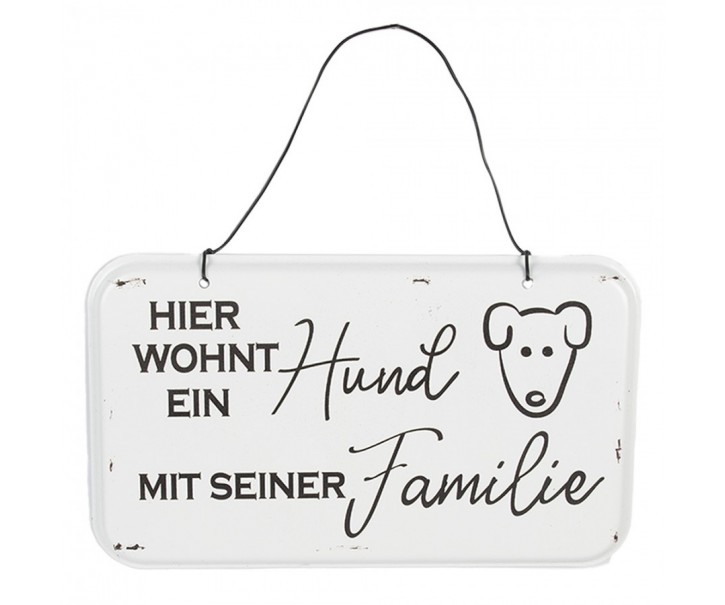 Text Sign 20x12 Cm White Metal Dog - 20*1*12 cm Clayre & Eef