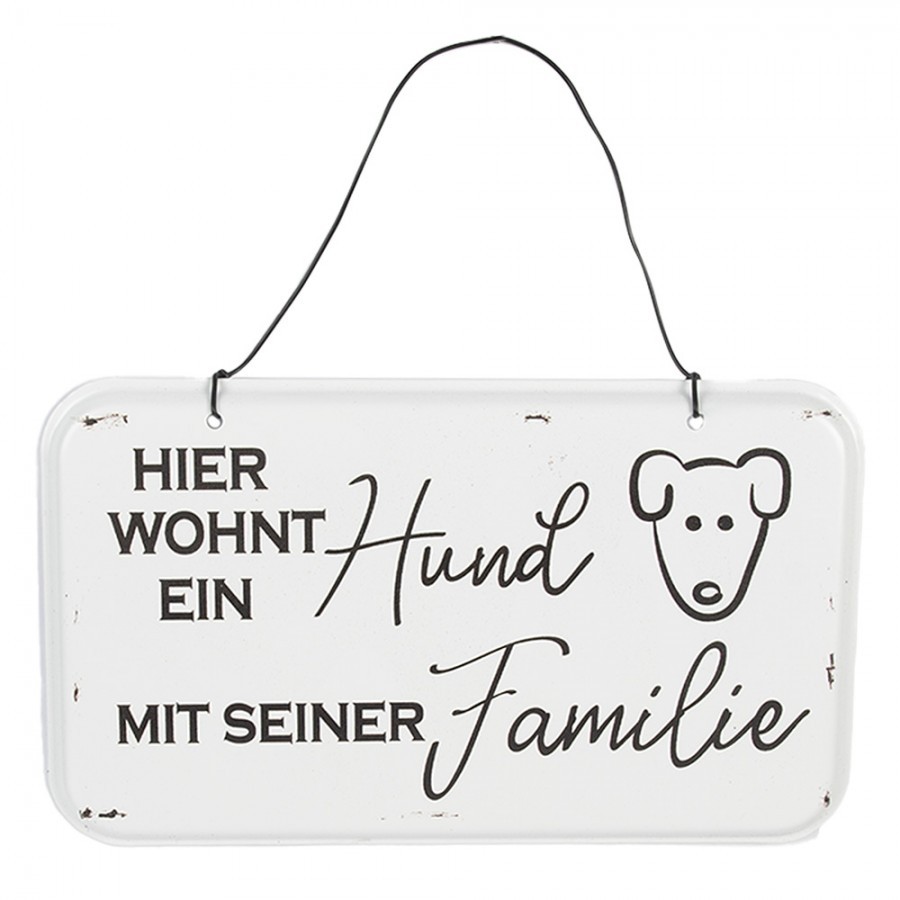Text Sign 20x12 Cm White Metal Dog - 20*1*12 cm