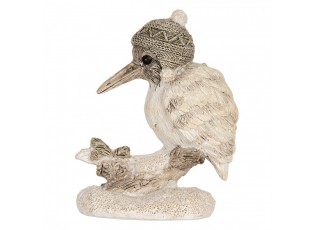 Béžová antik dekorace ptáček na větvičce - 7*6*8 cm