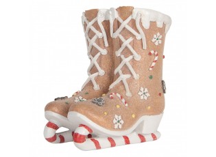 Hnědá perníková dekorace brusle Ice skates - 19*14*20 cm