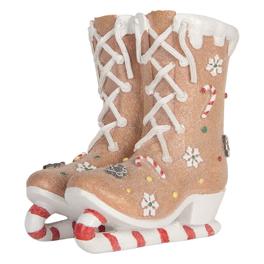 Hnědá perníková dekorace brusle Ice skates - 19*14*20 cm