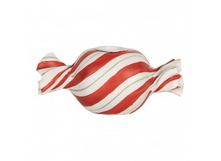 Bílo-červený svícen na úzkou svíčku Bonbón Candy - 14*7*6 cm