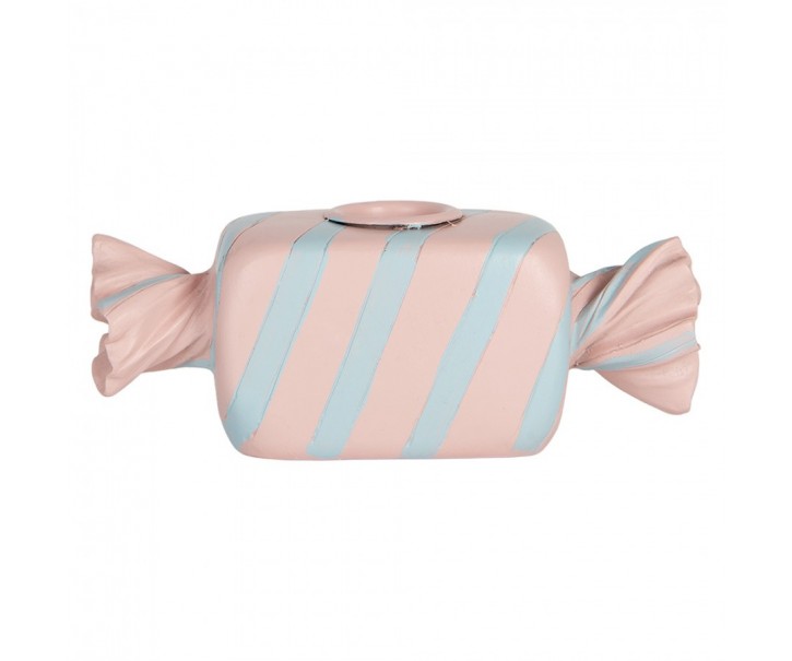 Růžovo-modrý svícen na úzkou svíčku Bonbón Candy - 14*5*5 cm Clayre & Eef