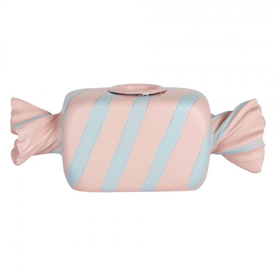 Růžovo-modrý svícen na úzkou svíčku Bonbón Candy - 14*5*5 cm