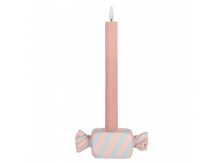 Růžovo-modrý svícen na úzkou svíčku Bonbón Candy - 14*5*5 cm