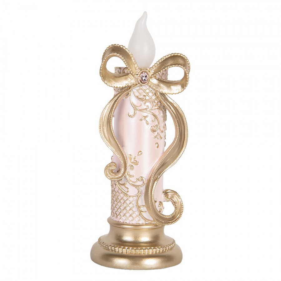 Christmas Decoration With LED Lighting 10x10x25 Cm Gold Colored Plastic - LED 10*10*25 cm / 2*AAA