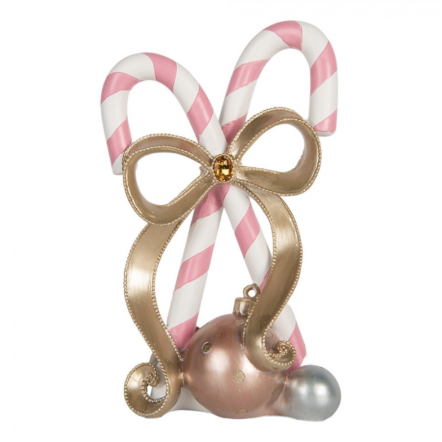 Christmas Decoration Figurine Candy Cane 19x14x30 Cm Pink Plastic - 19*14*30 cm