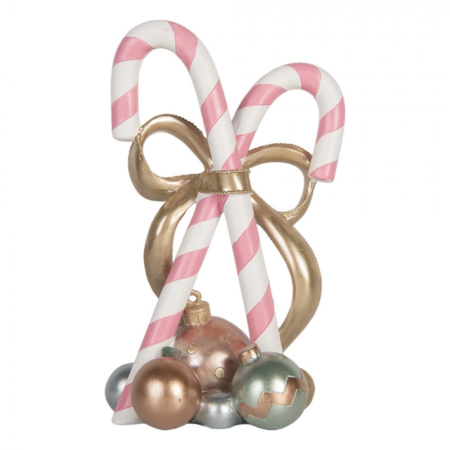 Christmas Decoration Figurine Candy Cane 19x14x30 Cm Pink Plastic - 19*14*30 cm