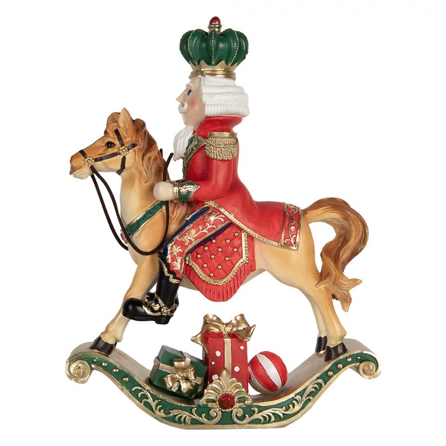 Vánoční dekorace Louskáček Nutcracker na houpacím koni - 24*8*31 cm