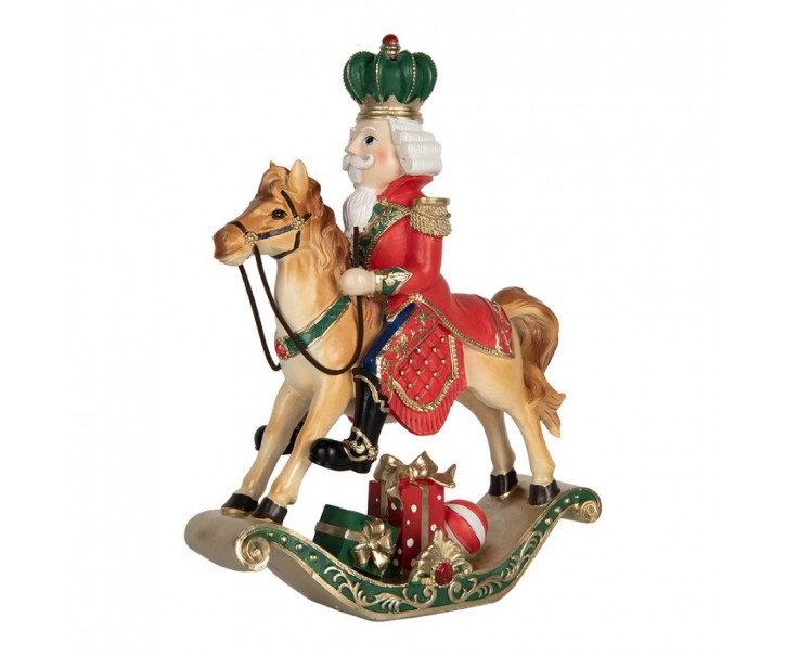 Vánoční dekorace Louskáček Nutcracker na houpacím koni - 24*8*31 cm Clayre & Eef