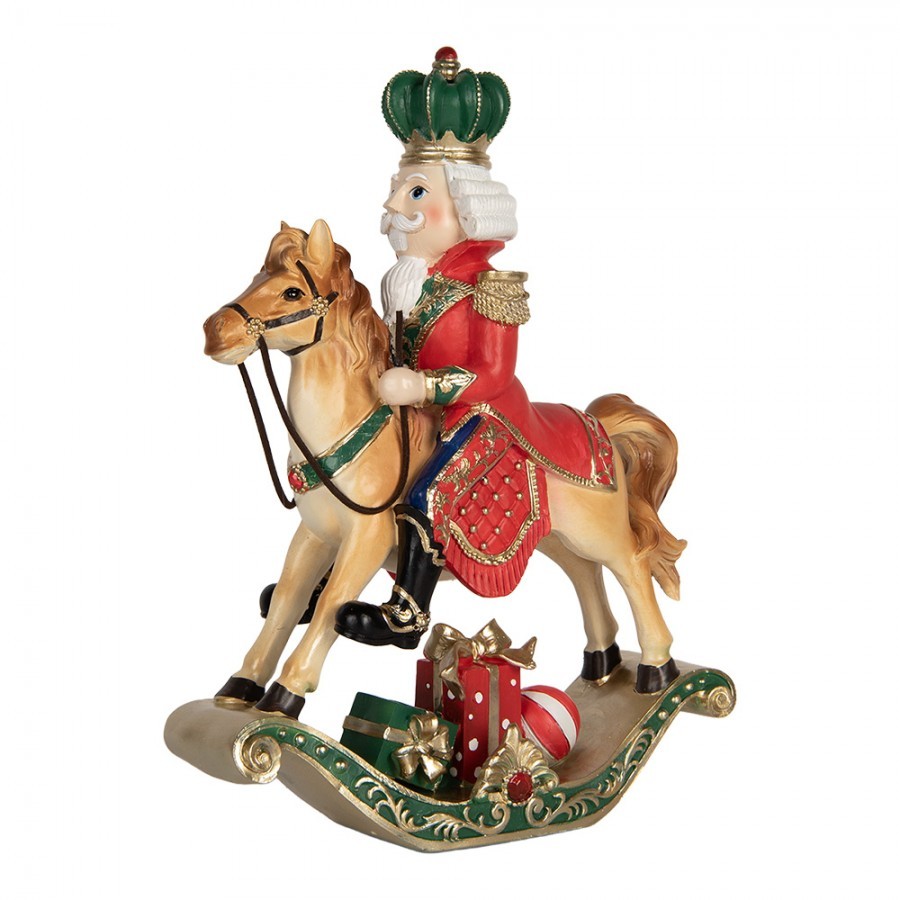 Vánoční dekorace Louskáček Nutcracker na houpacím koni - 24*8*31 cm