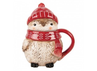 Keramický hrnek ptáček s víčkem a čepičkou - 15*11*17 cm / 500 ml