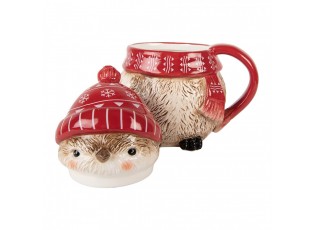 Keramický hrnek ptáček s víčkem a čepičkou - 15*11*17 cm / 500 ml