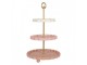 Růžový 3-patrový etažér s podnnosy ve tvaru květu Ombré - Ø 30*50 cm Clayre & Eef