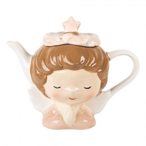 Keramická konvička na čaj hlava dívky s čelenkou - 21*12*16 cm / 650 ml
