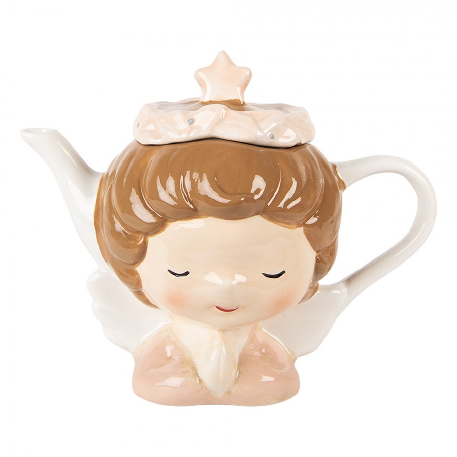Keramická konvička na čaj hlava dívky s čelenkou - 21*12*16 cm / 650 ml