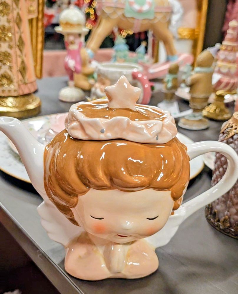 Keramická konvička na čaj hlava dívky s čelenkou - 21*12*16 cm / 650 ml