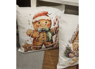 Bílý povlak na polštář s perníčkem Gingerbread - 45*45 cm