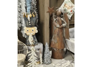 Hnědo-rezavá kovová dekorace anděl s hvězdou Angel - 48*18*133 cm