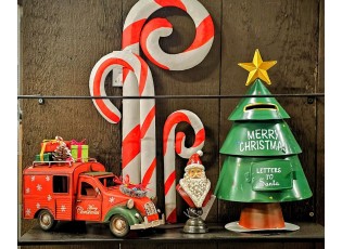 Červeno-bílá kovová dekorace lízátka Candy Cane - 24*11*46 cm