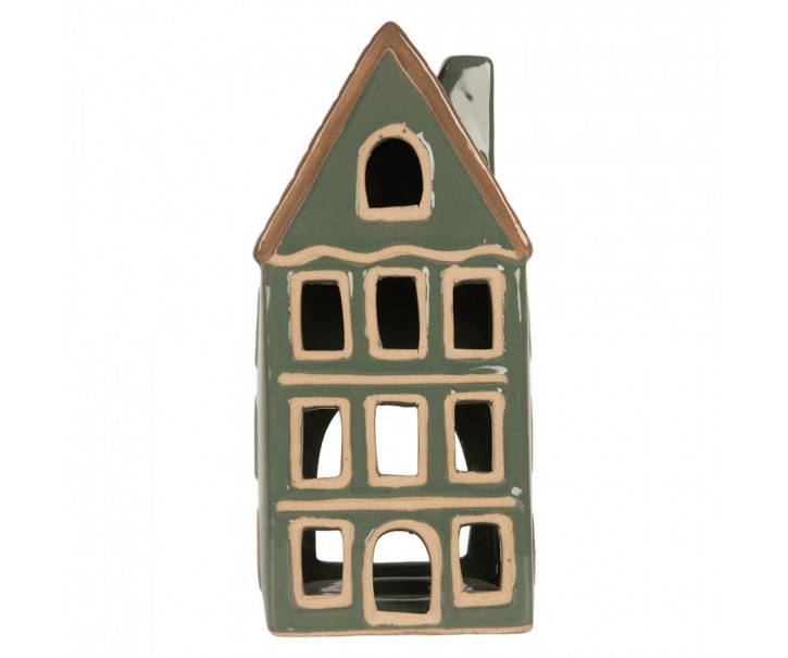 Tealight Holder House 9x8x19 Cm Green Ceramic - 9*8*19 cm Clayre & Eef